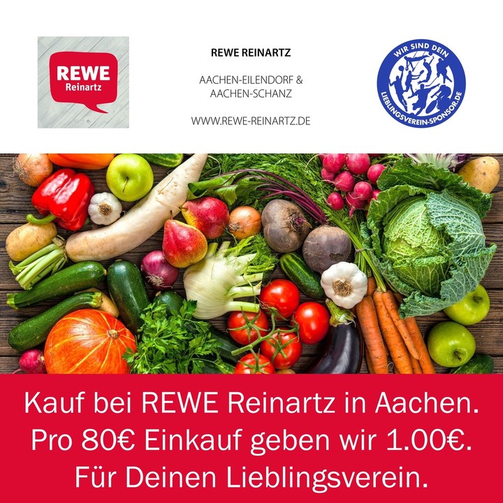Kauf bei REWE Reinartz - Pro 80€ Einkauf geben wir 1€ für Deinen Lieblingsverein