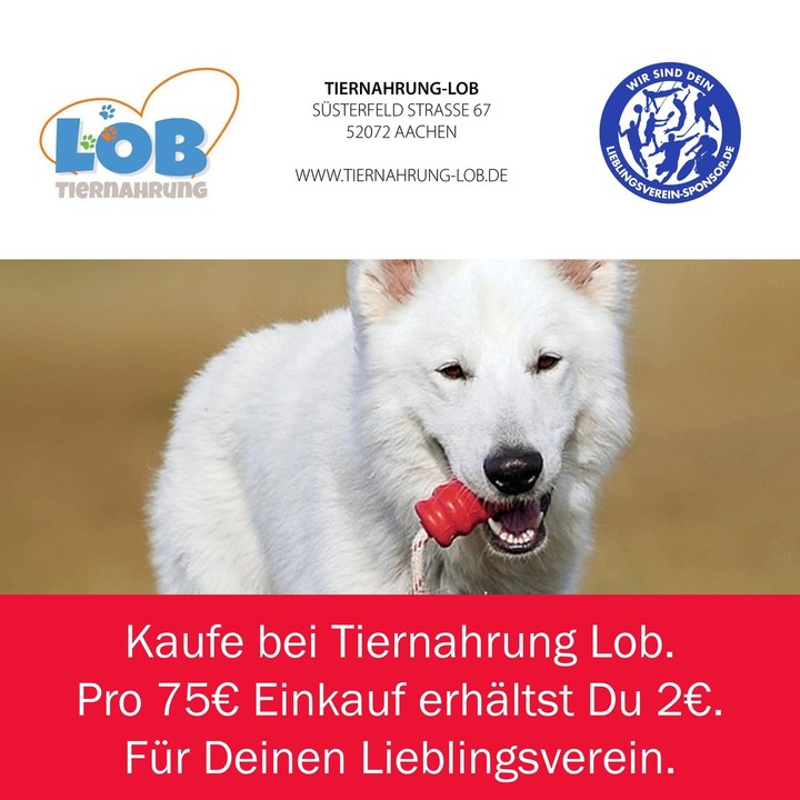 Kaufe bei Tiernahrung Lob - pro 75€ Einkauf geben wir 2€ für Deinen Lieblingsverein