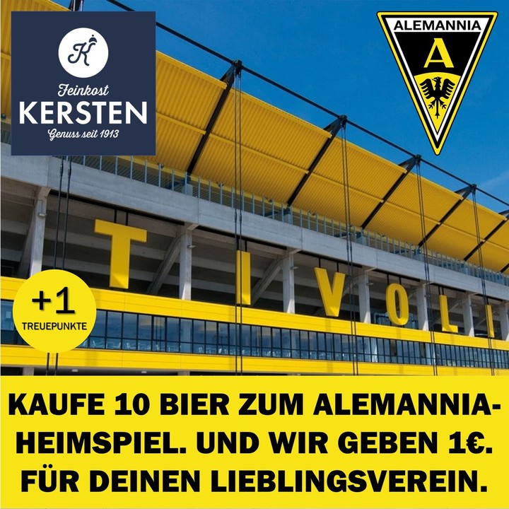 Kaufe 10 Bier zum Alemannia-Heimspiel. Und wir geben 1€. Für Deinen Lieblingsverein.